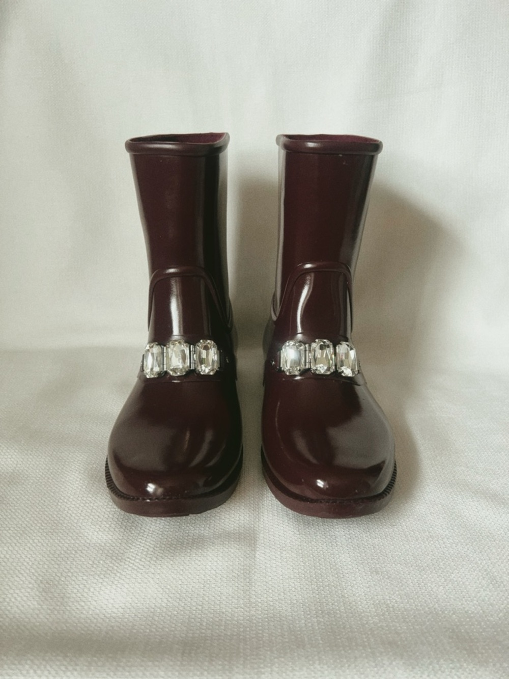Michael Kors Patent Burgundy Jeweled Rain Booties